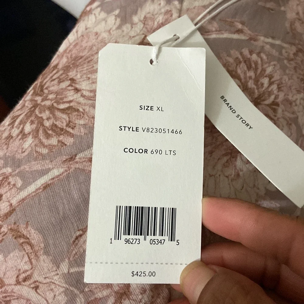 VINCE Dahlia Long-sleeve Double V-neck Dress Lotus NWT $435 Women’s